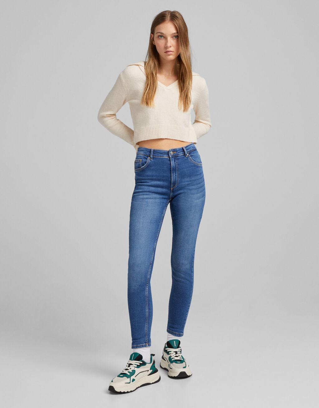 Skinny high waist jeans - Denim - Woman 