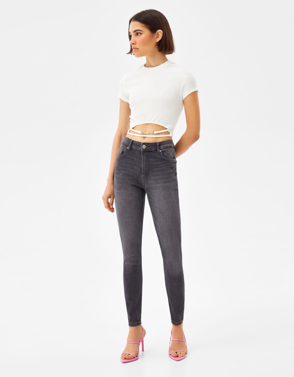 Skinny high waist jeans - Denim - Dames | Bershka