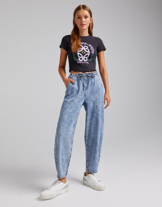 Balloon fit sweatpant jeans - Denim 