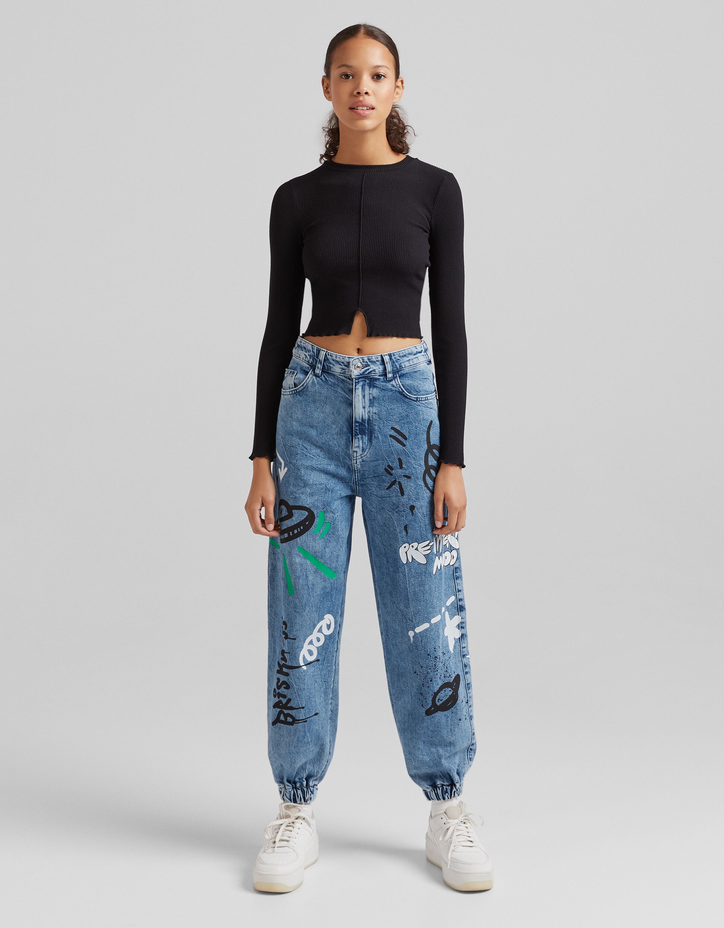 Graffiti print jogger jeans - Woman 