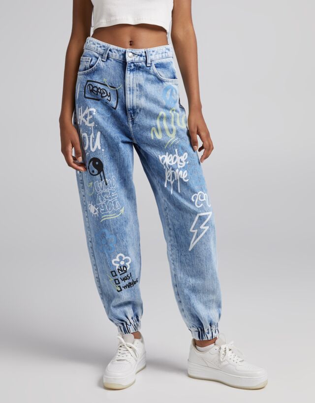 bershka graffiti jeans