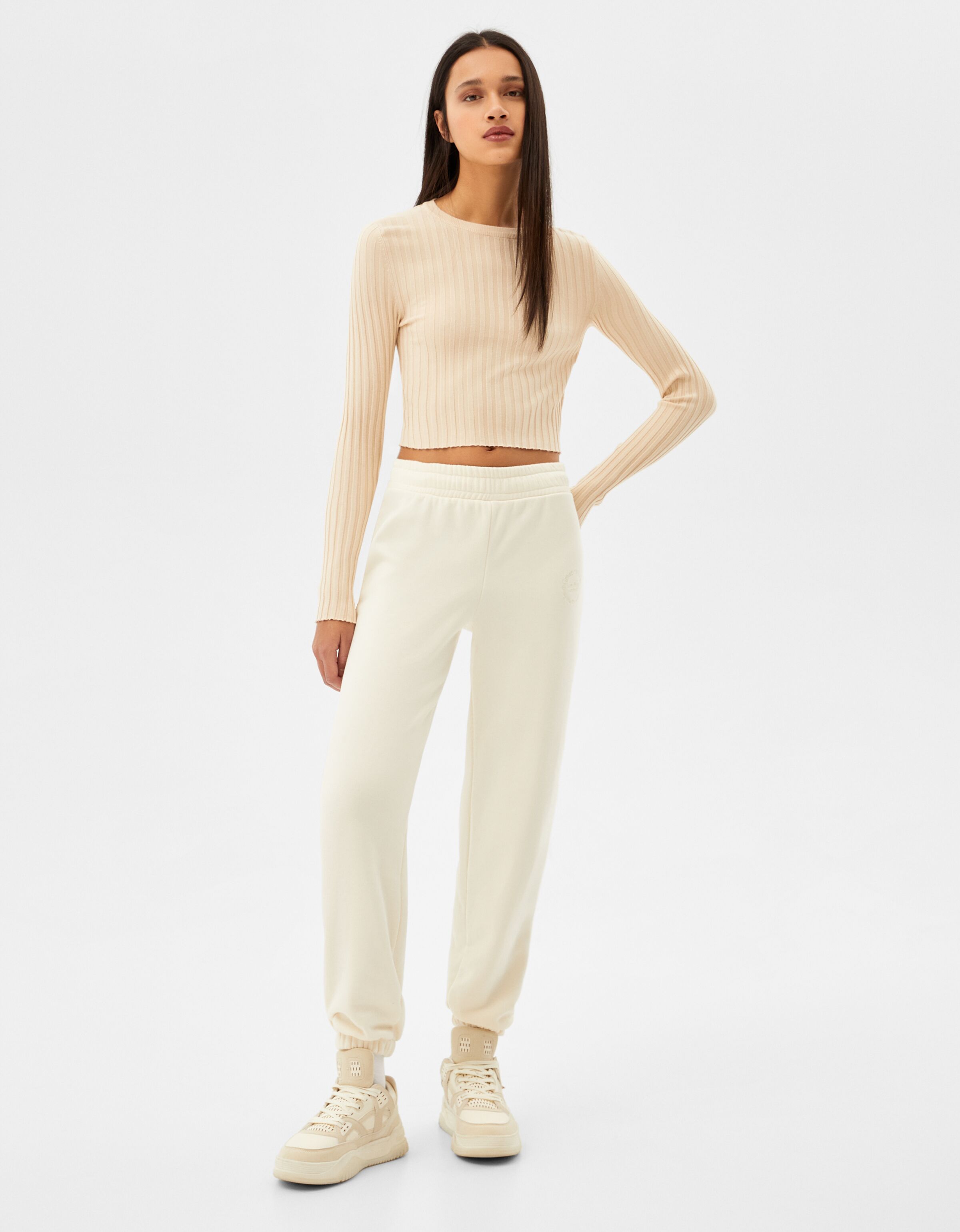 Celana lari jersey plush - Wanita | Bershka
