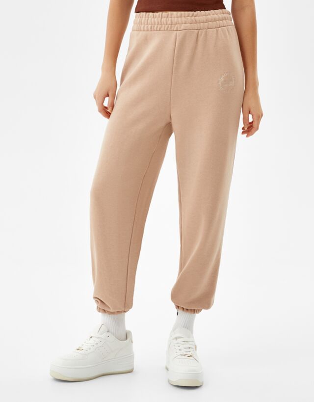 Pantalón jogger felpa - Mujer | Bershka