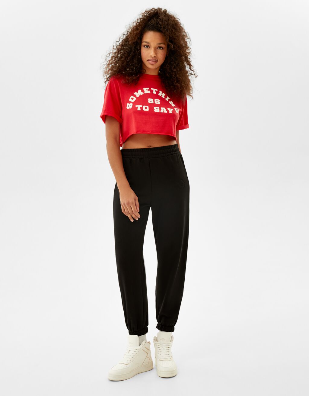 Pantalón jogger felpa - Pantalones - Mujer | Bershka
