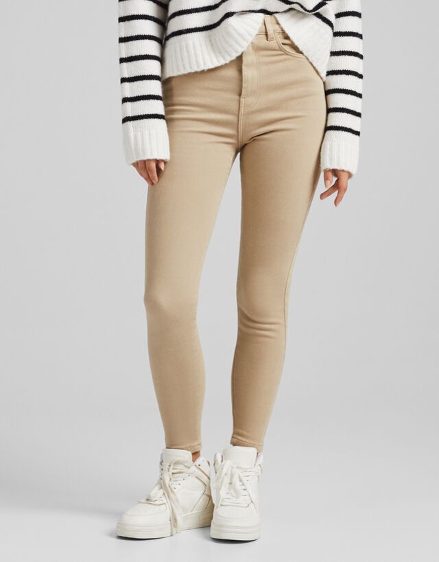 Twill skinny pants - Woman | Bershka