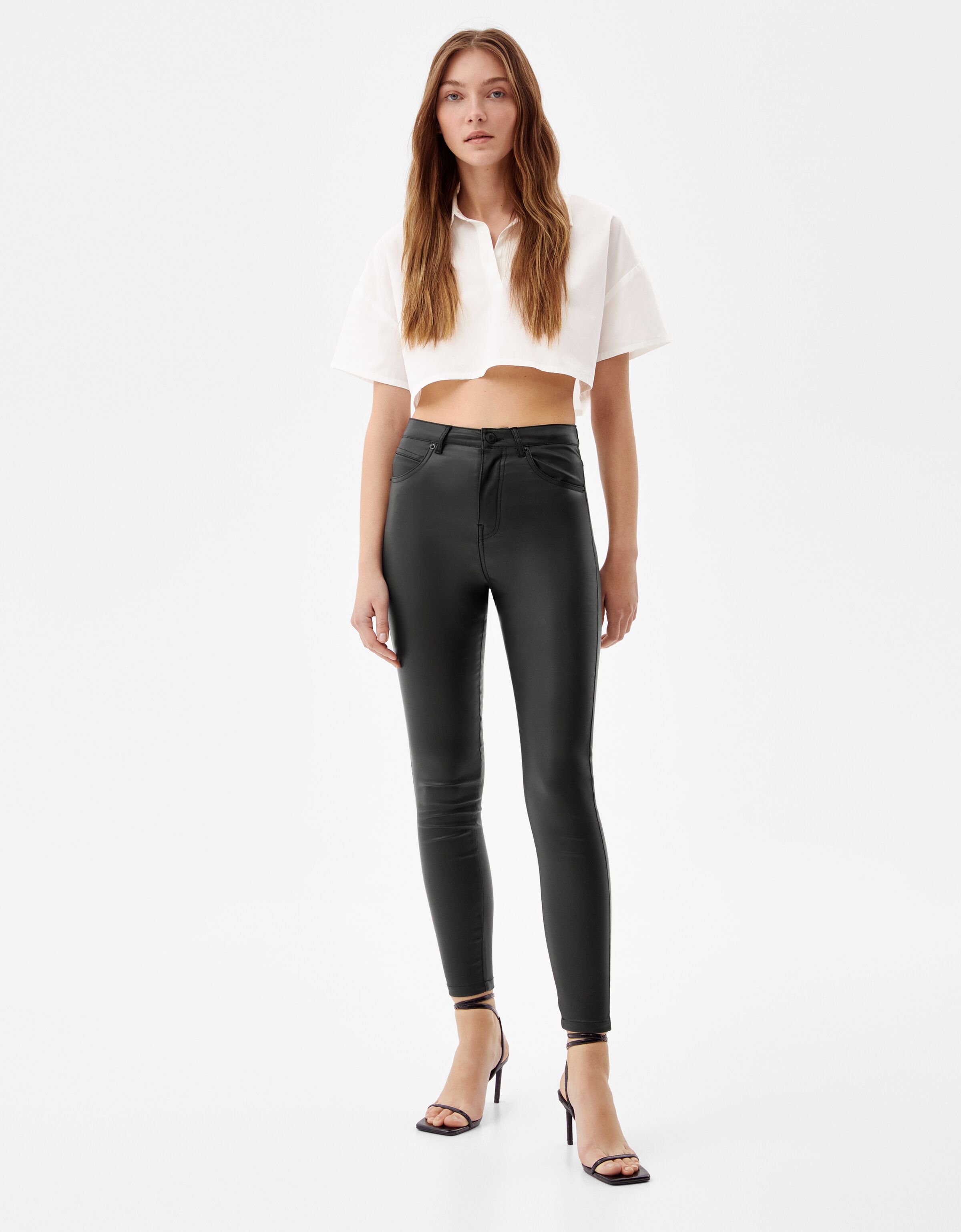 5-pocket coated skinny trousers - Woman 
