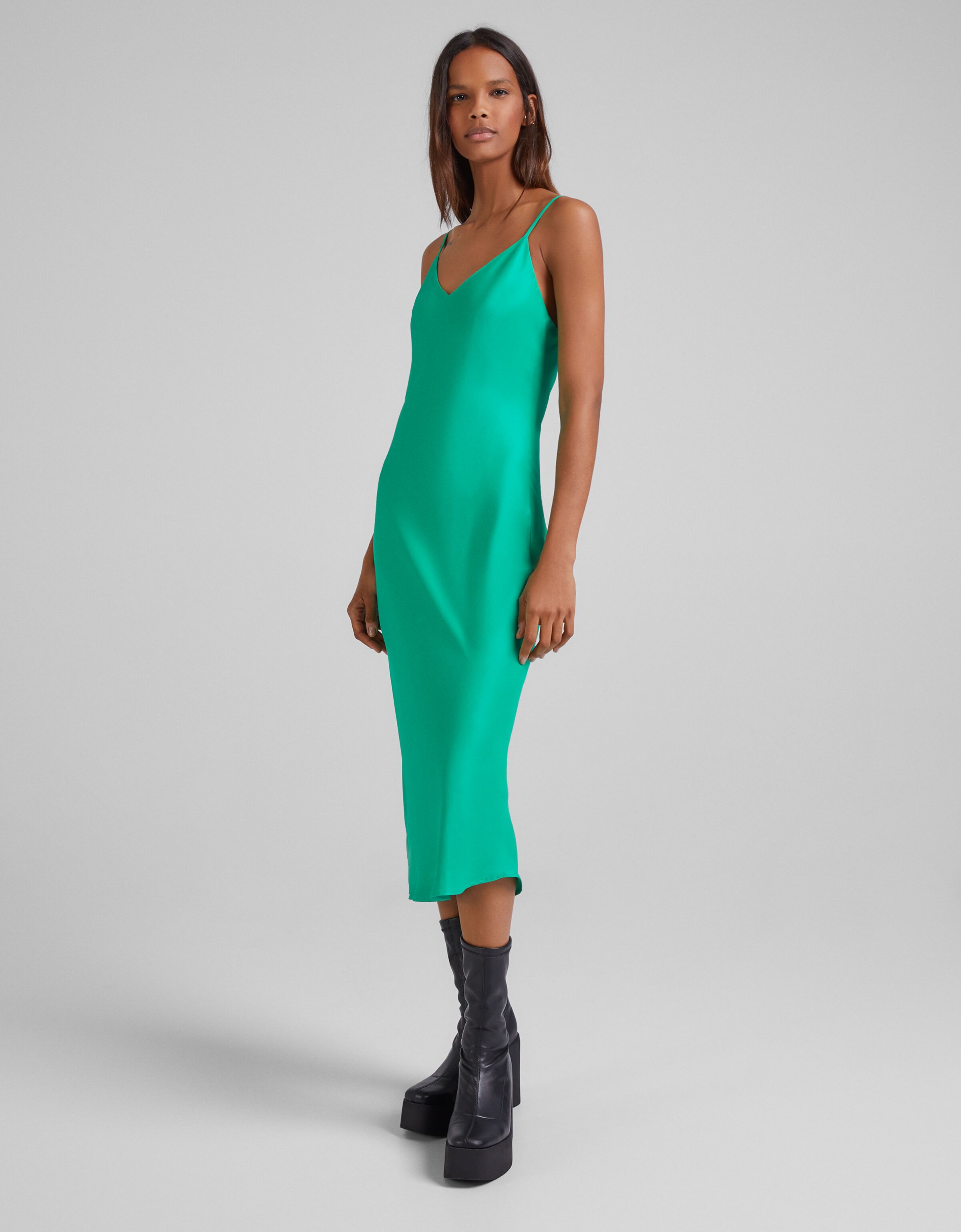Satin midi camisole dress - Dresses 