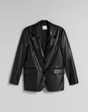 black leather blazer bershka