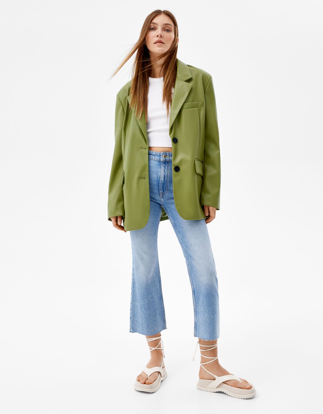 Blazer efecto piel - Blazers - Mujer | Bershka