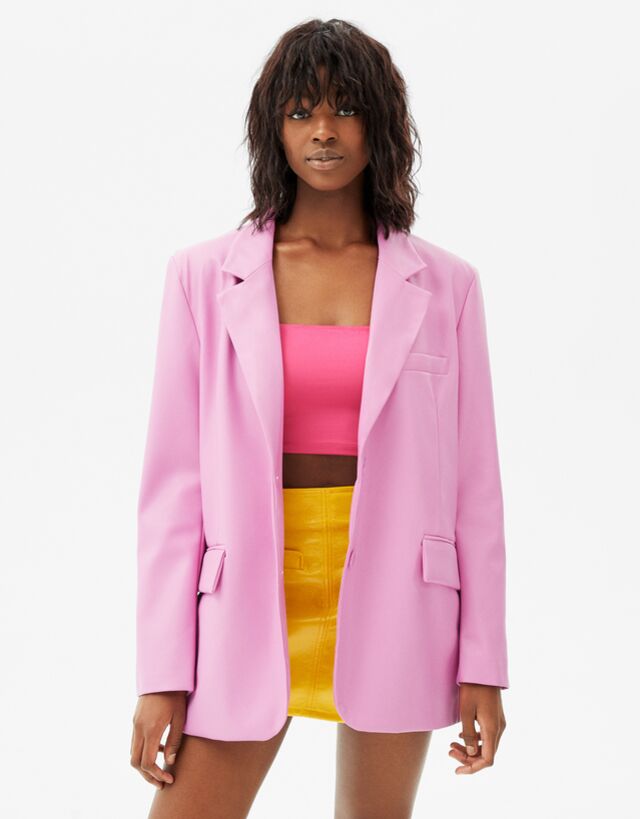 Blazer efecto piel - Mujer | Bershka