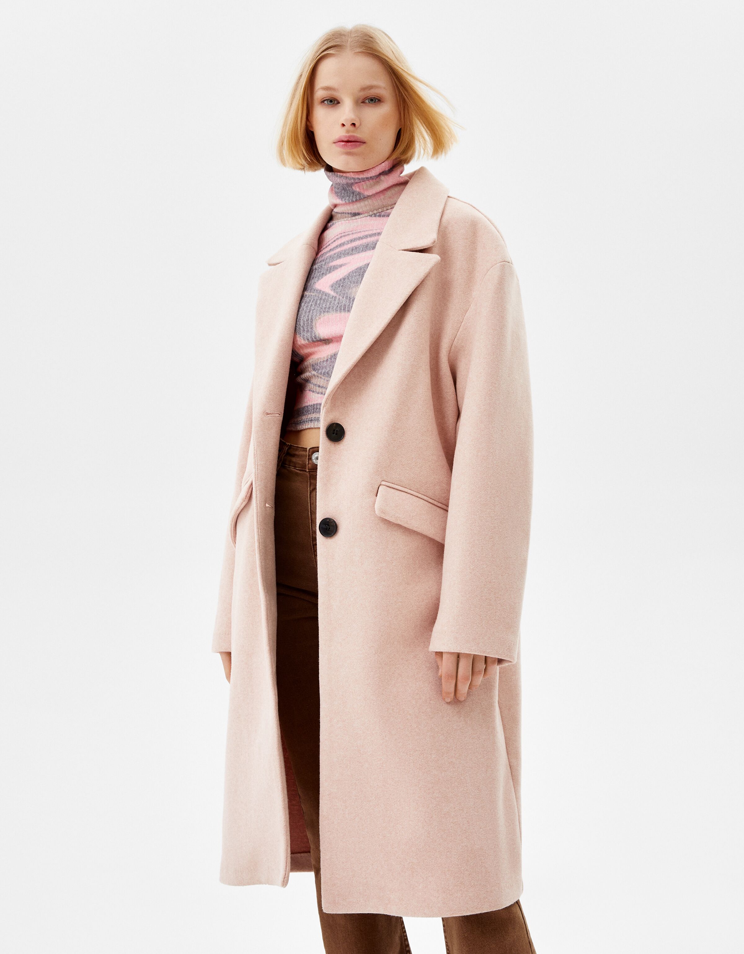 bershka pink coat