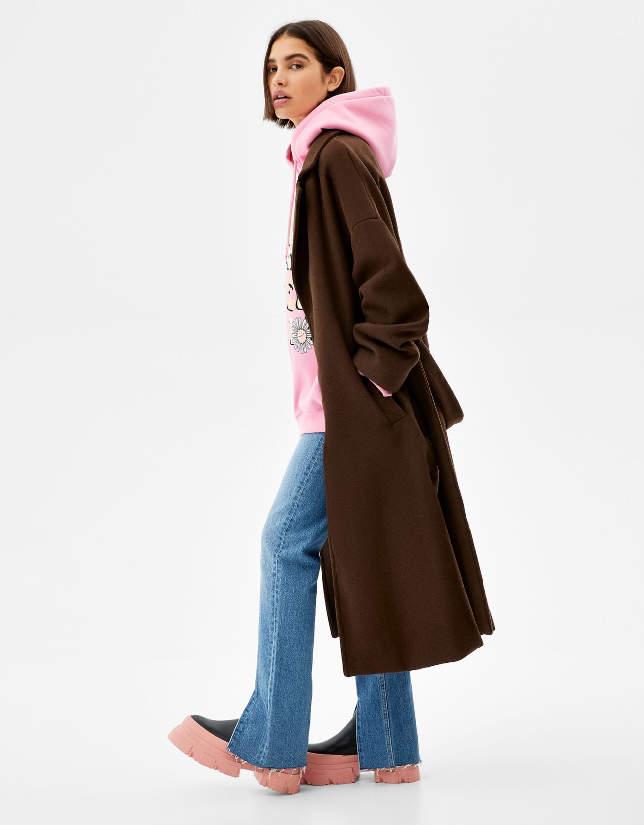 bershka coat with belt