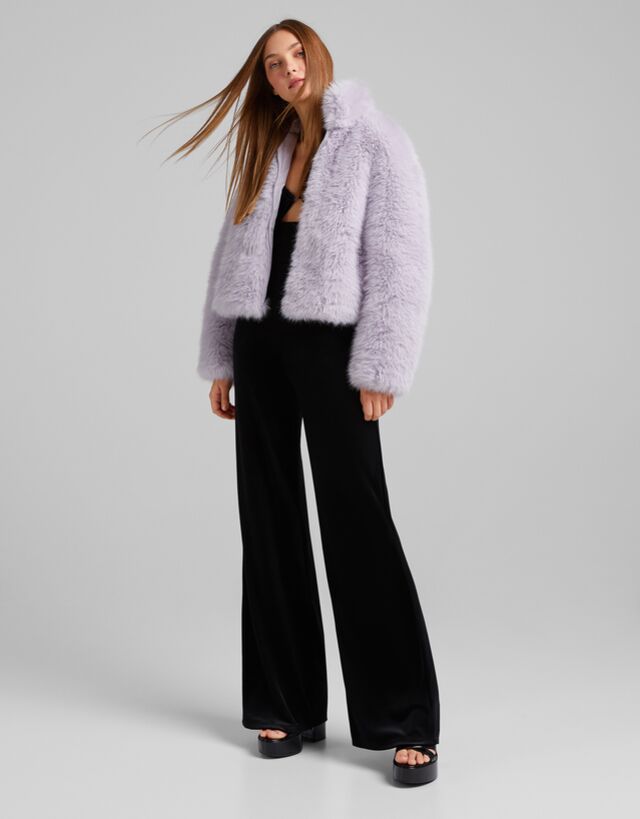 bershka pink fur jacket