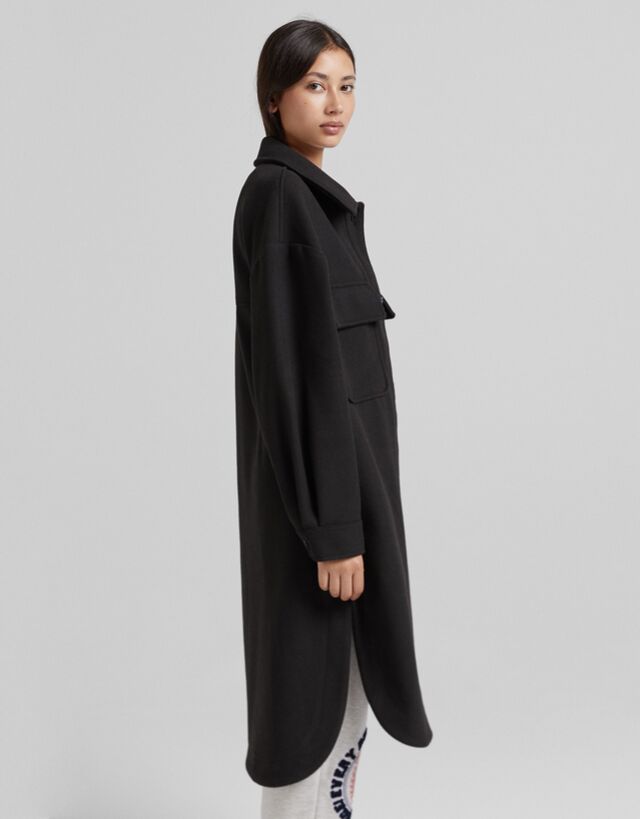 long faux wool coat