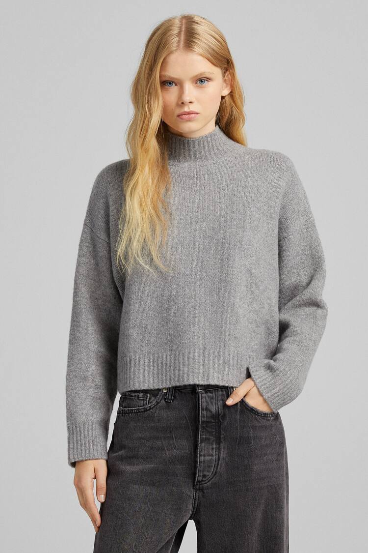 Soft-to-the-touch high neck sweater