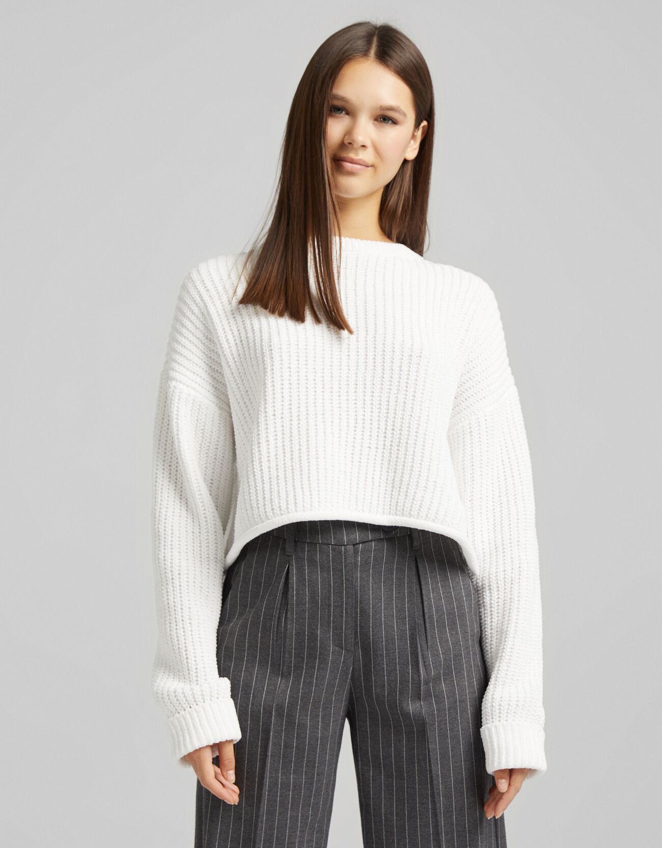 Pullover ciniglia collo rotondo - BERSHKA - Donna