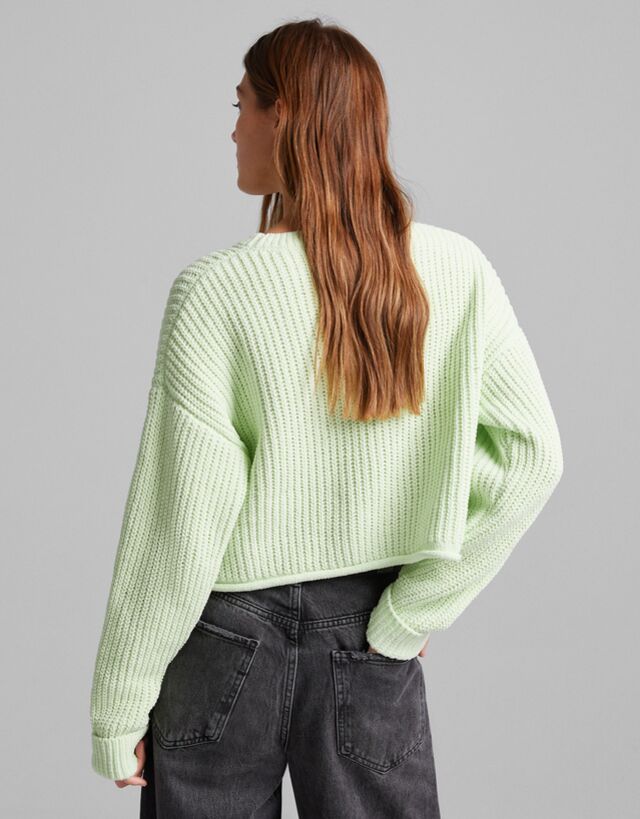 green chenille sweater