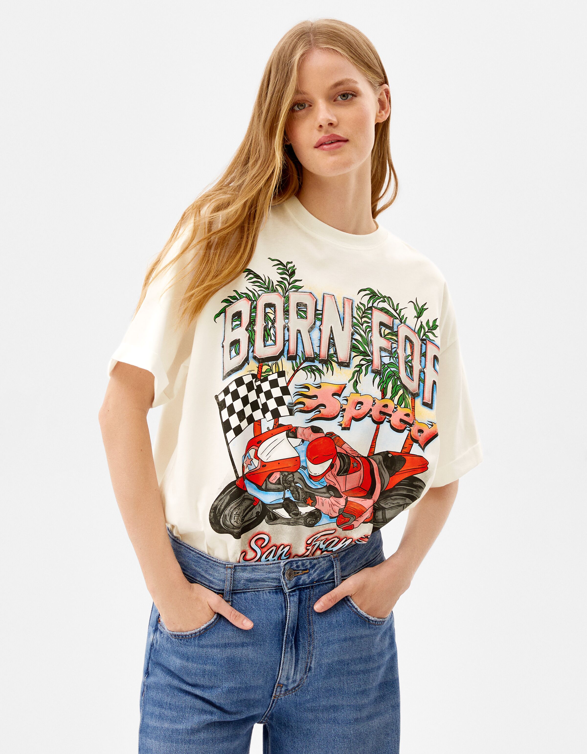 Short sleeve racing print T-shirt - T 
