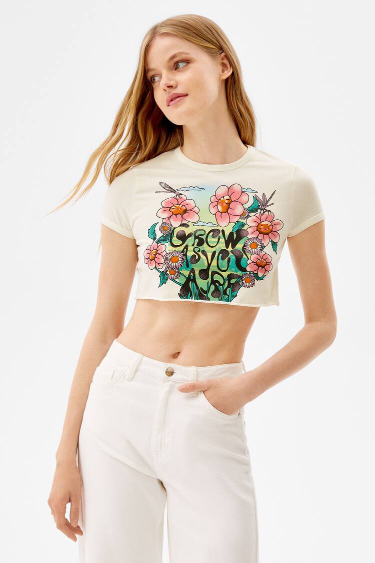 Short sleeve floral print T-shirt