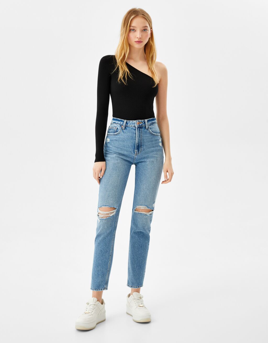 Asymmetric long sleeve bodysuit 