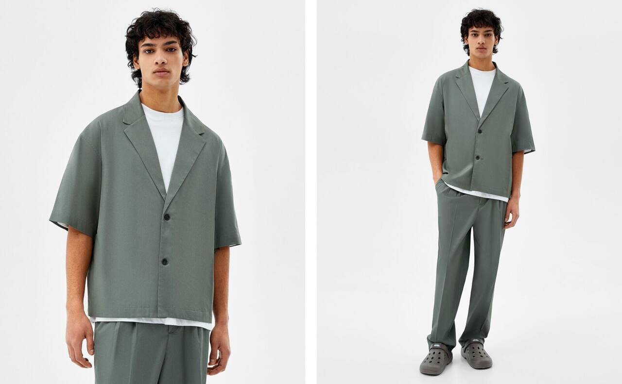 Oversize Tencel™ ince ceket ve pantolon takımı