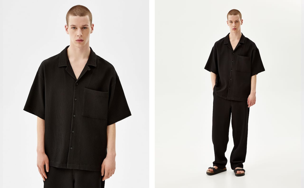 Pleated T-shirt and trousers set