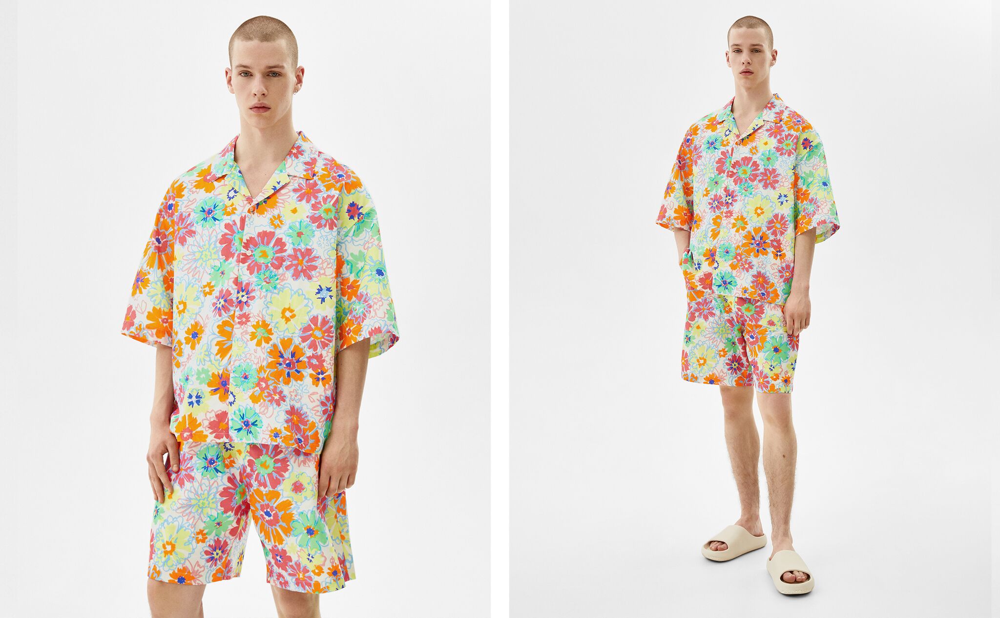 Floral print shirt and Bermuda shorts set