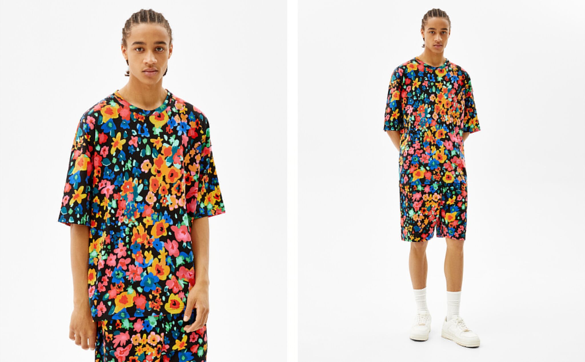 Floral print T-shirt and Bermuda shorts set