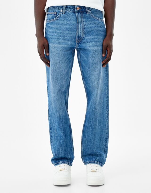 Wide-leg '90s jeans - Denim - Man | Bershka