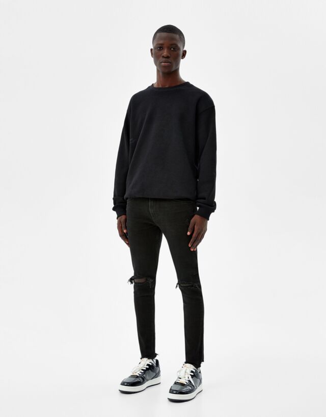 Jeans super skinny strappi - Denim - Uomo | Bershka