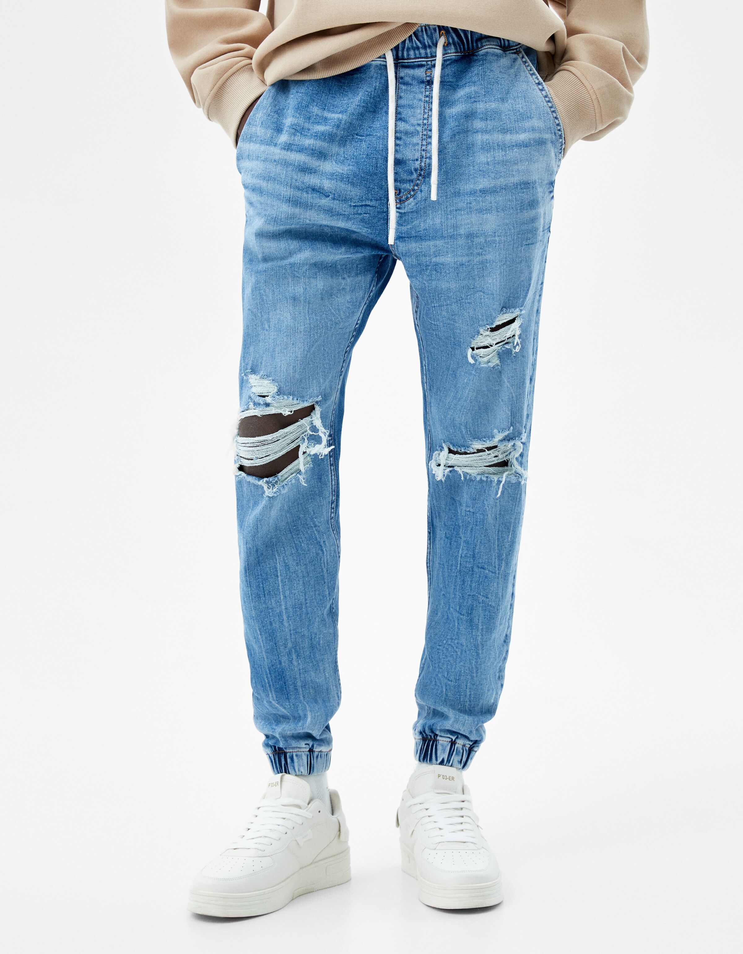 Jean jogger déchiré - Denim - Homme | Bershka