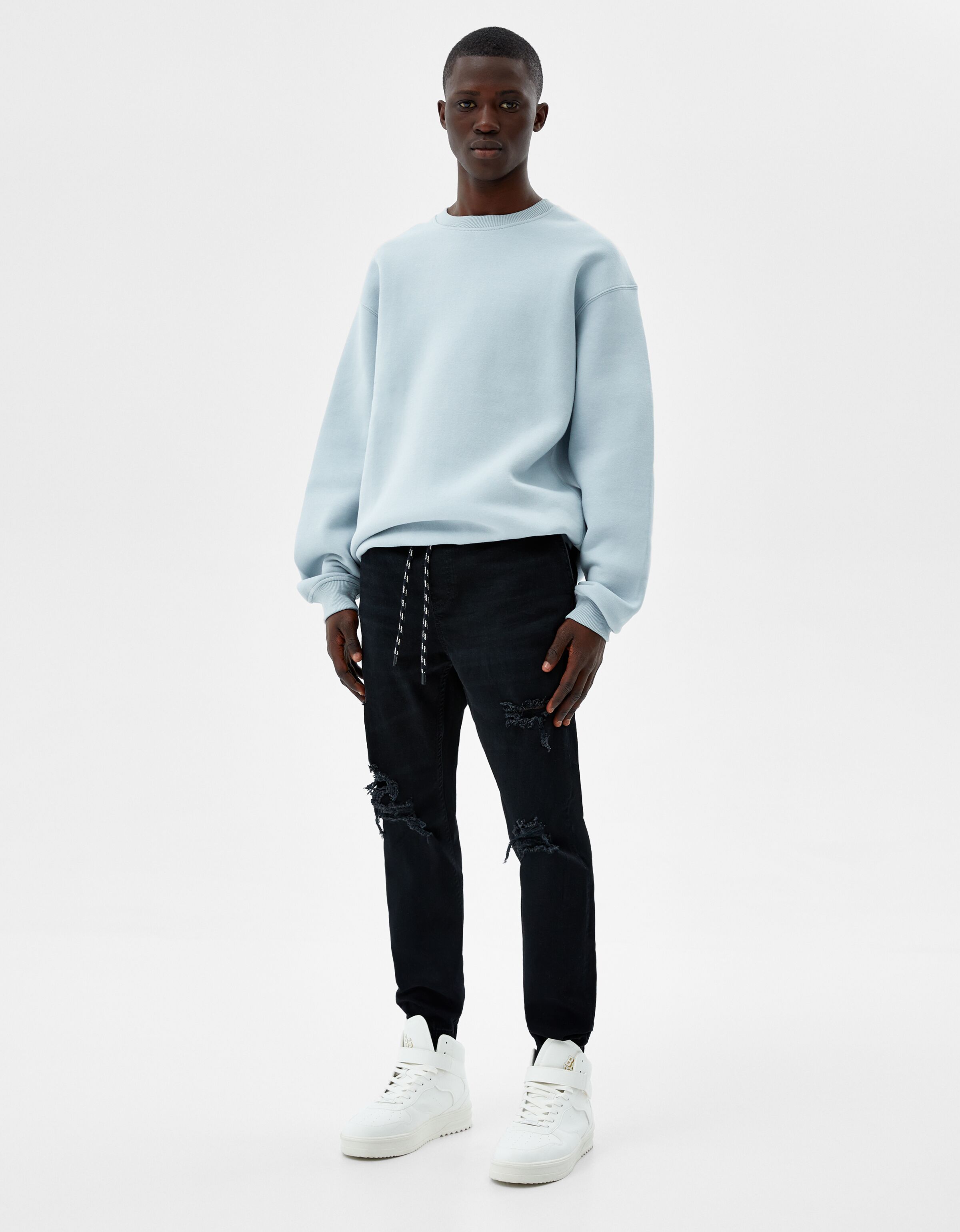 Jeans jogger rotos - Denim - Hombre | Bershka