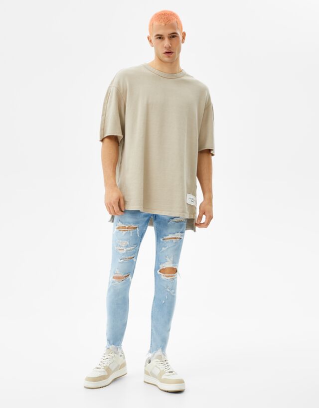 Skinny jeans met scheuren - Jeans - Heren | Bershka