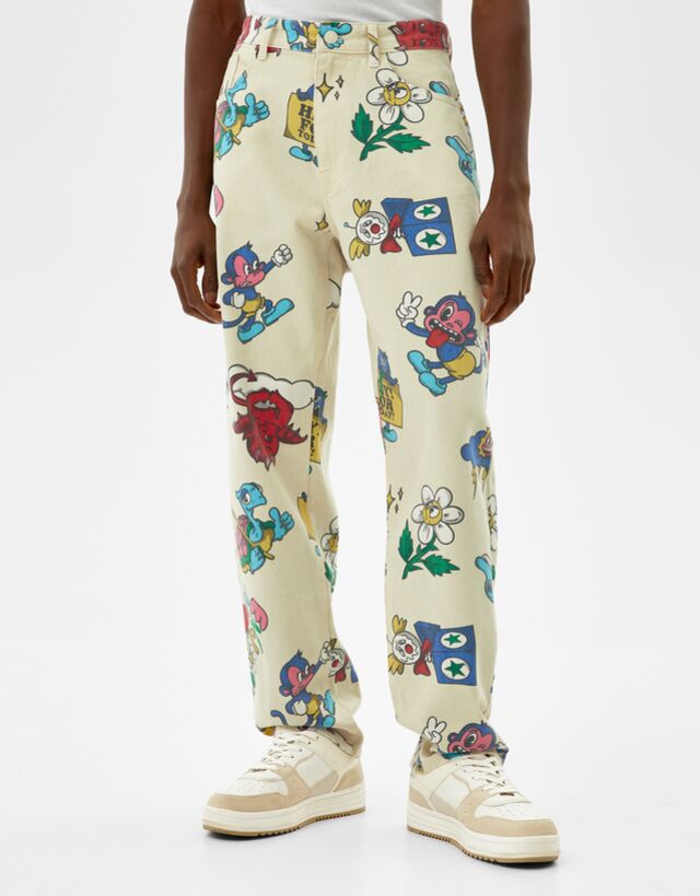 Baggy printed jeans - Jeans - Man | Bershka