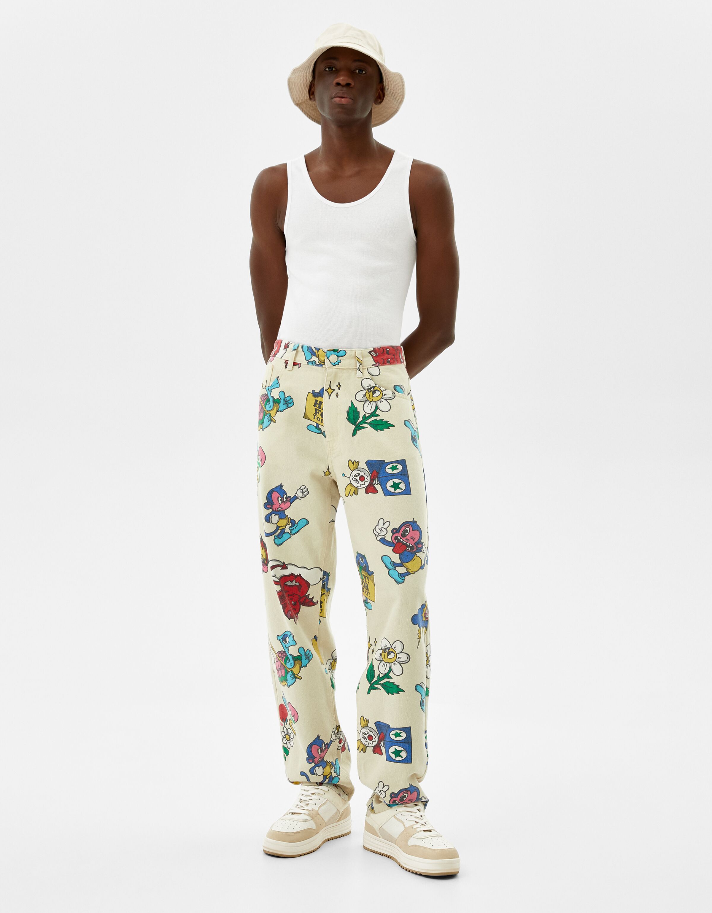 Baggy printed jeans - Jeans - Man | Bershka