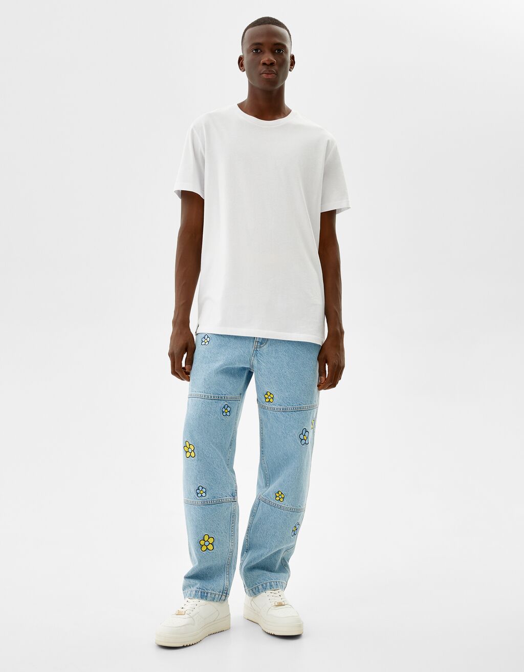 Floral embroidery baggy jeans - Man 