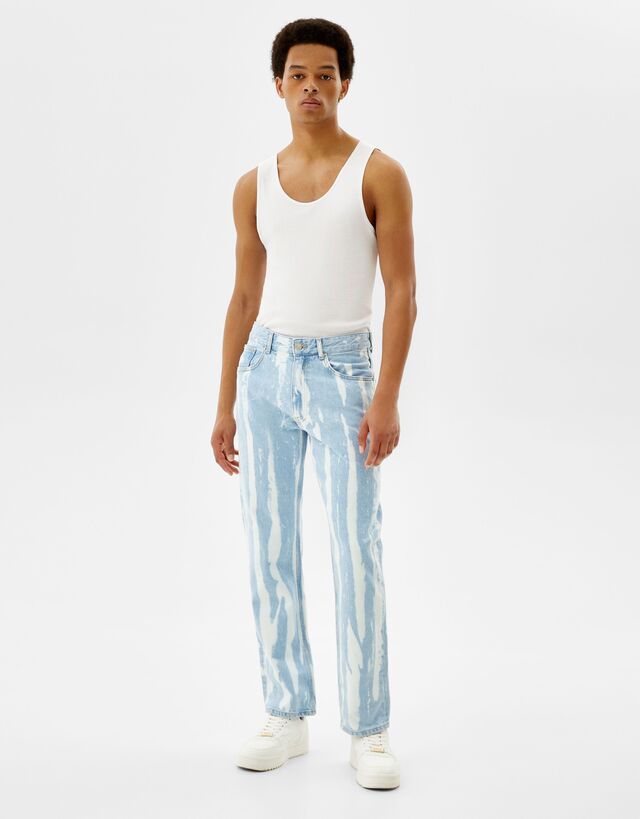 Straight-leg tie-dye jeans - Man | Bershka