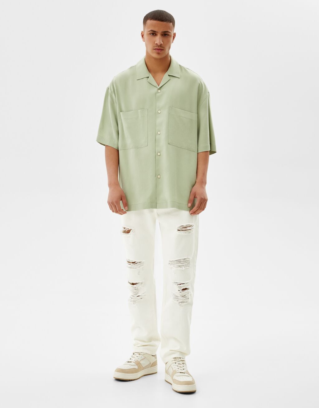 Straight-Fit Jeans mit Rissen - Jeans 