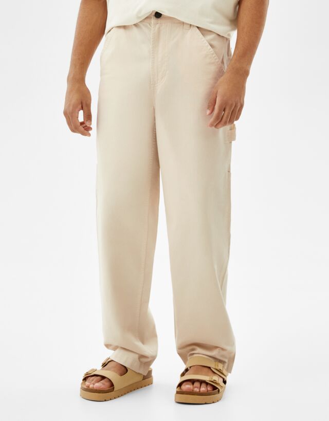 Wide-leg cotton carpenter pants - Man 