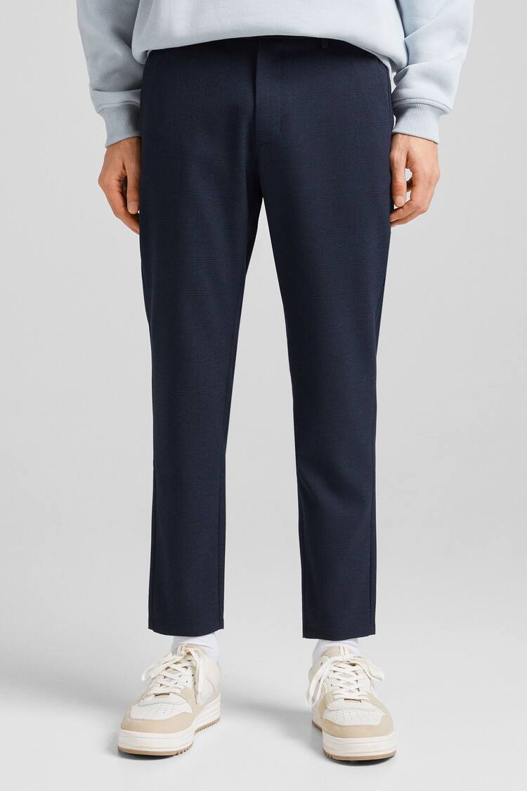 Tailored slim fit trousers with texture