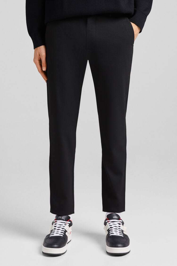 Tailored slim fit trousers with texture