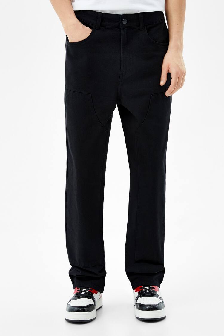 Wide-leg 5-pocket utility trousers