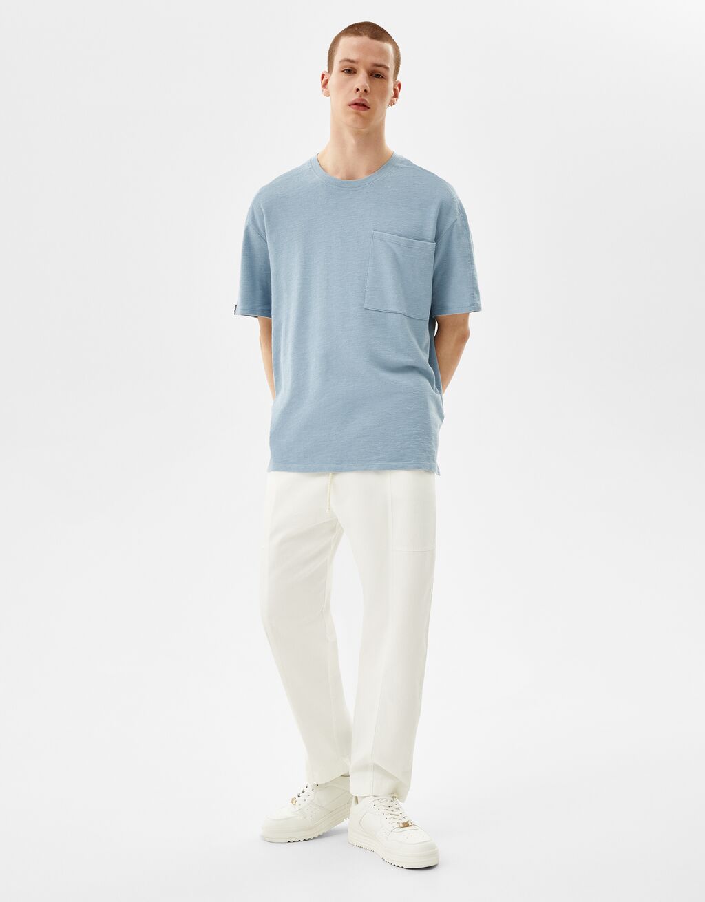Pantaloni loose fit in cotone semplice - Uomo | Bershka