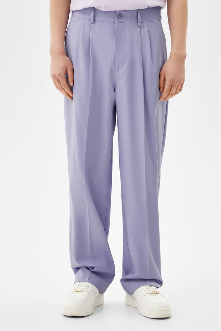 Wide-leg tailored fit trousers