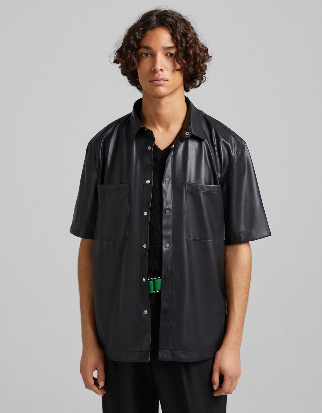 bershka leather shirt