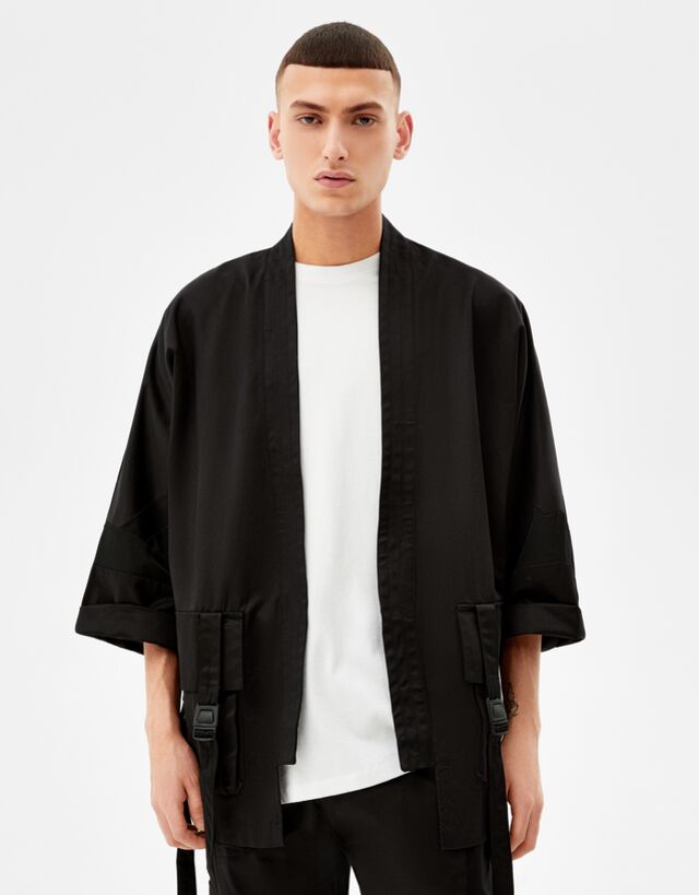 Cargo kimono shirt with straps - Shirts - Man | Bershka