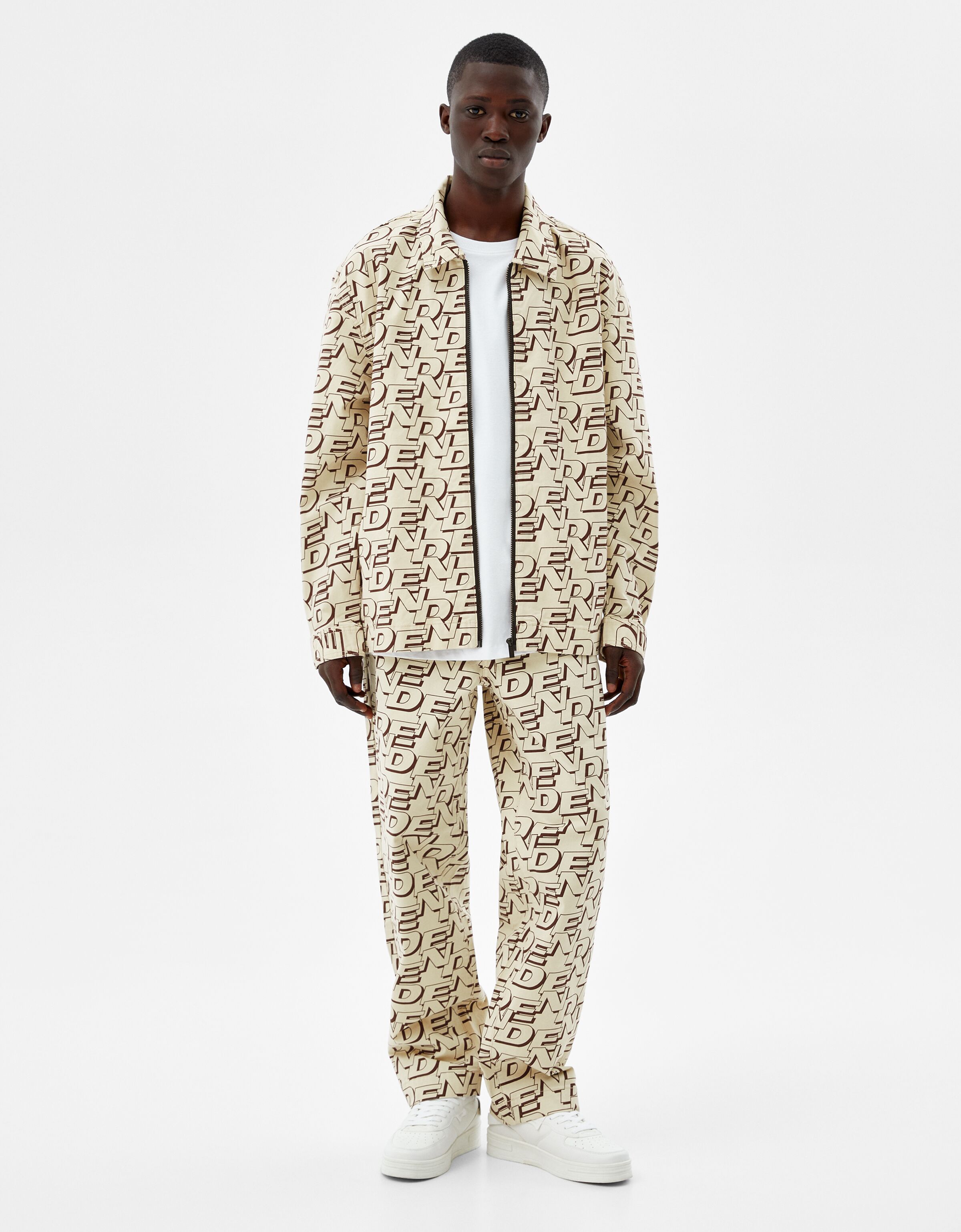 Sobrecamisa cremallera print letras - Camisas - Hombre | Bershka