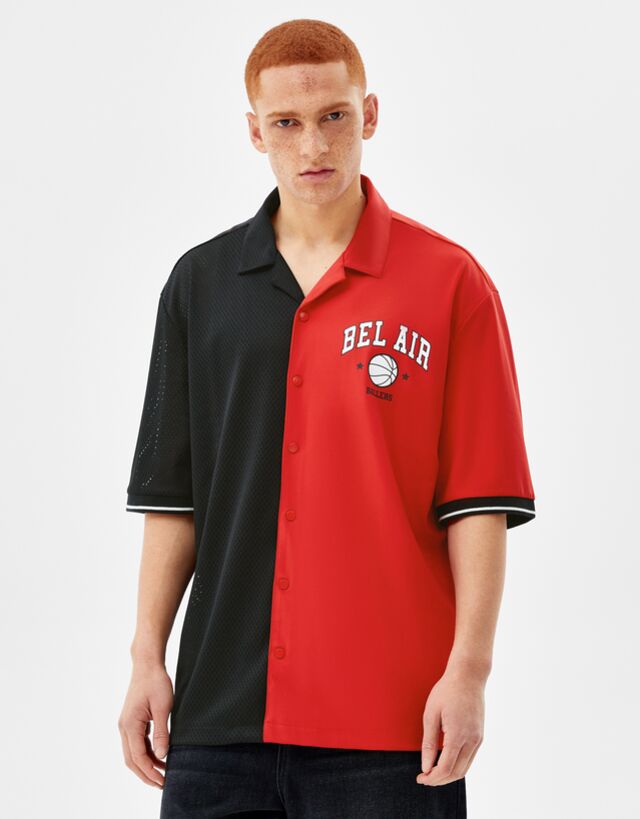 Short sleeve relaxed-fit mesh print 