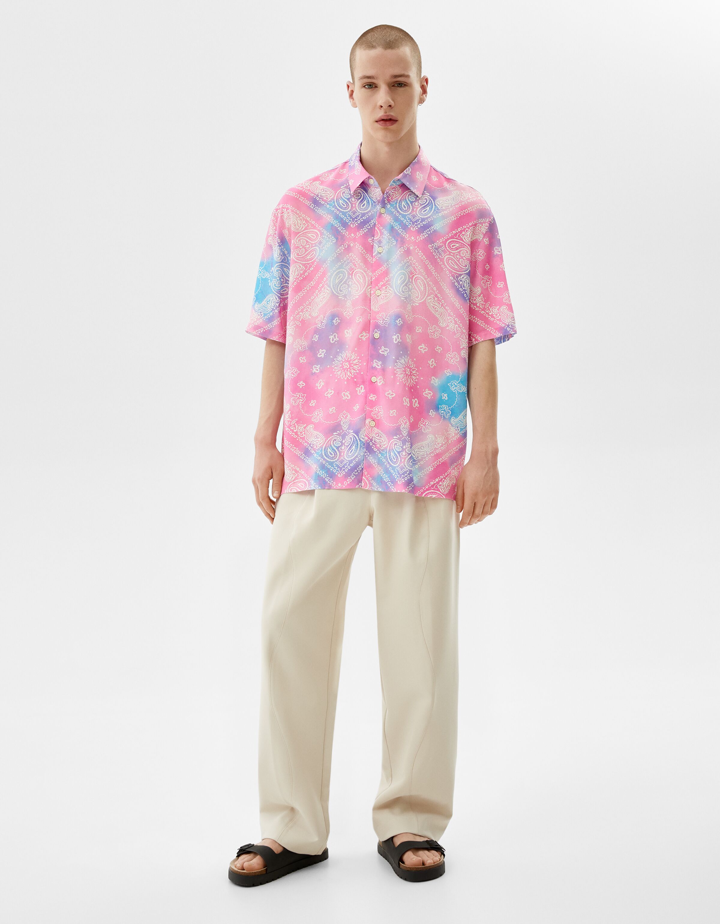 Printed short sleeve shirt - Man | Bershka