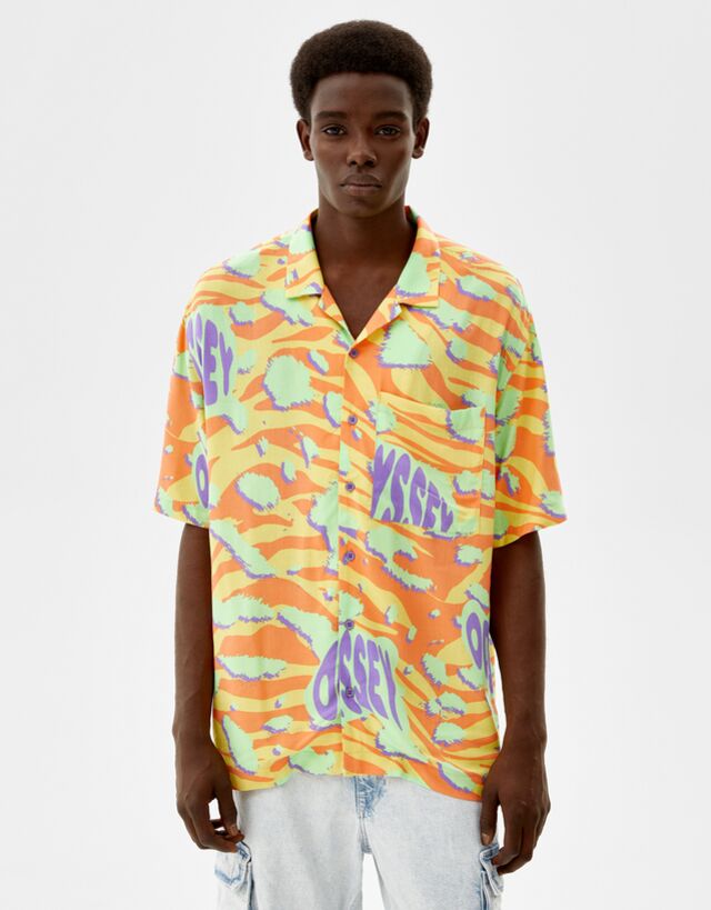 Printed short sleeve shirt - Man | Bershka